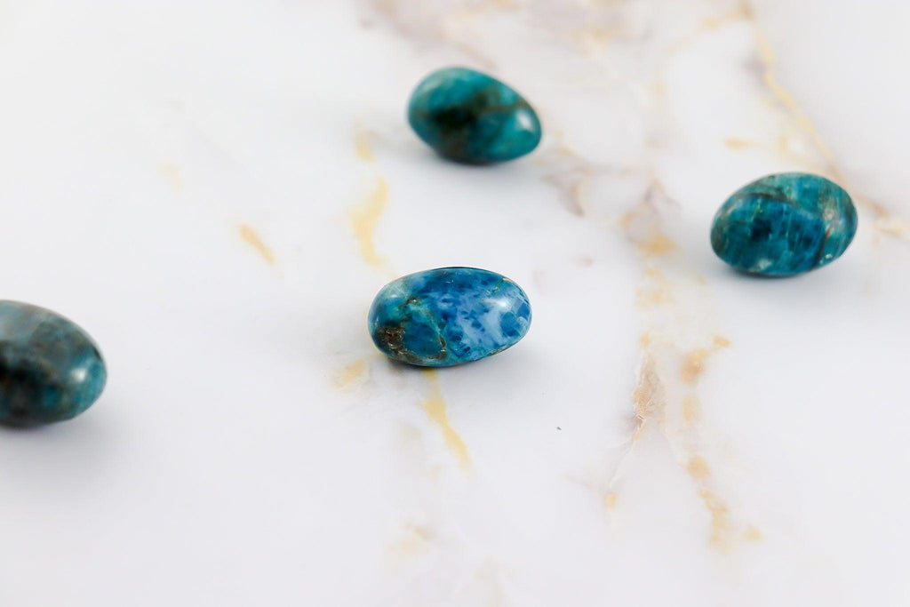 Rolled blue apatite stone